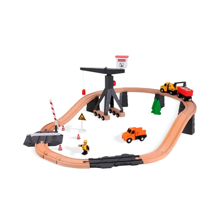 Wooden Construction Yard Train Set