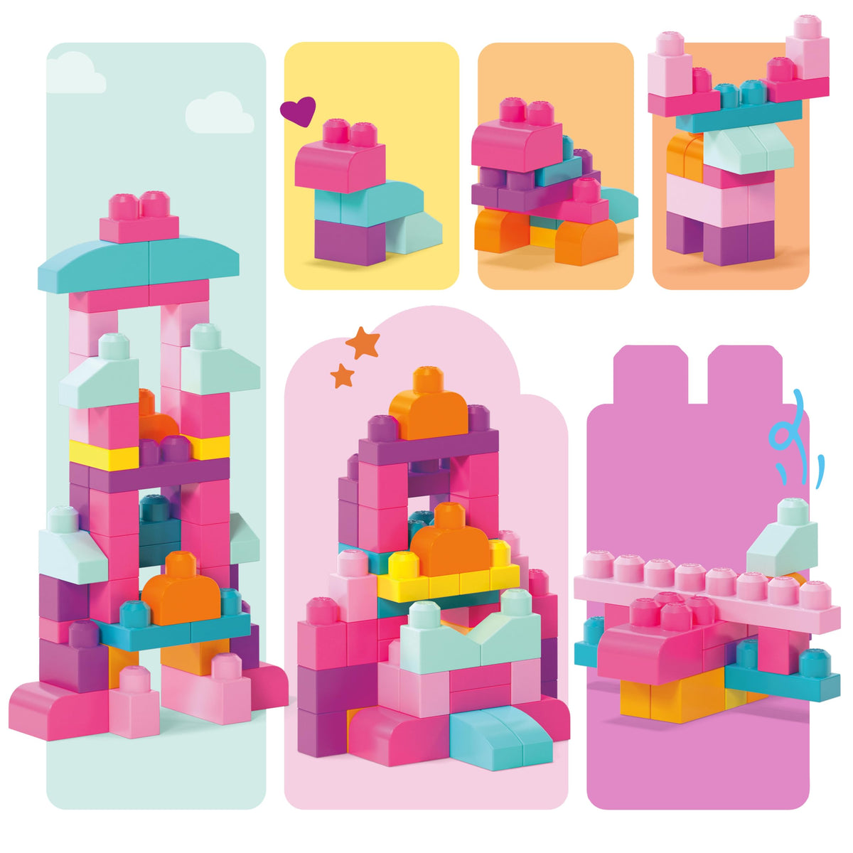 Mega Bloks 60 Piece Big Building Bag Pink