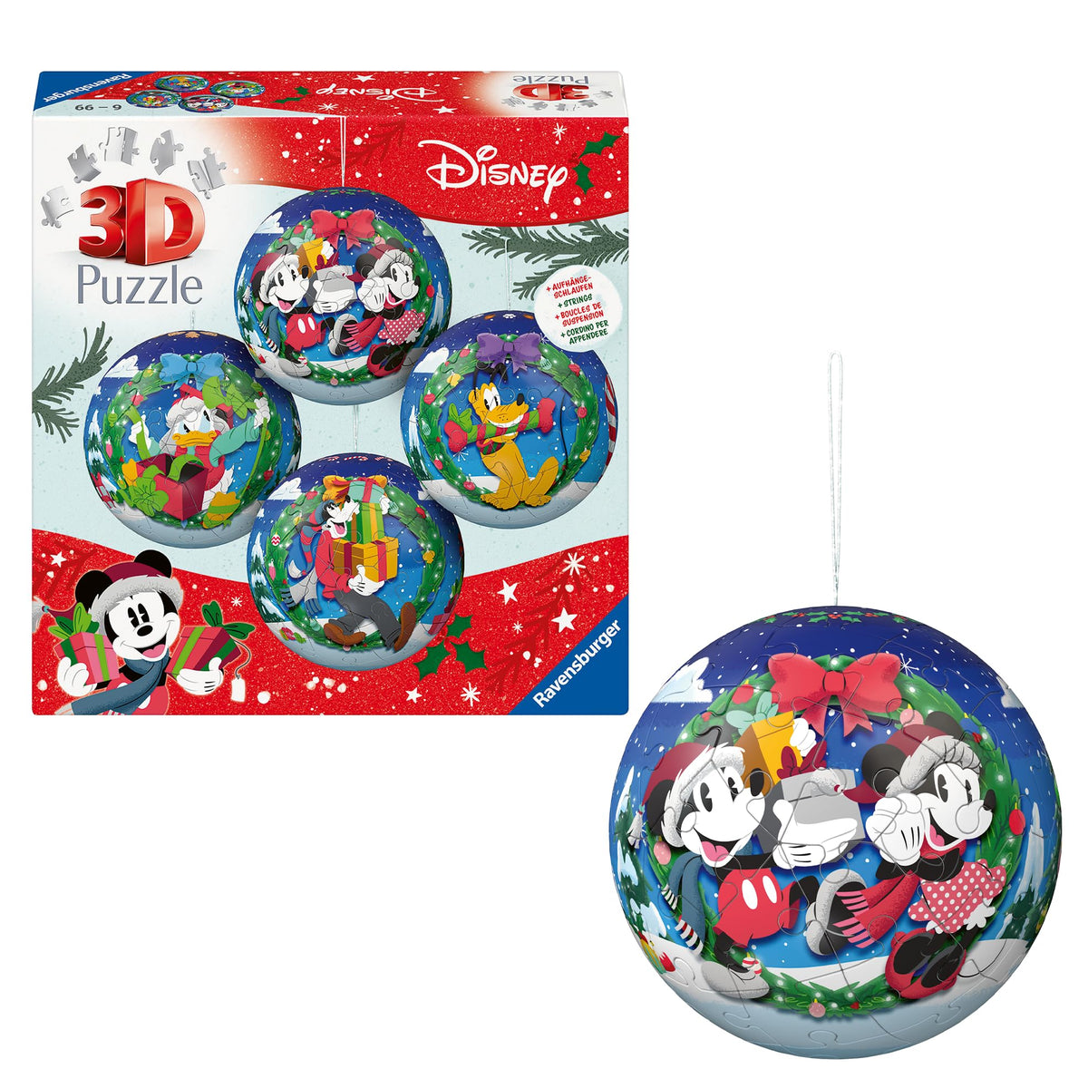 Disney Christmas Baubles 3D Puzzle 4x54pc