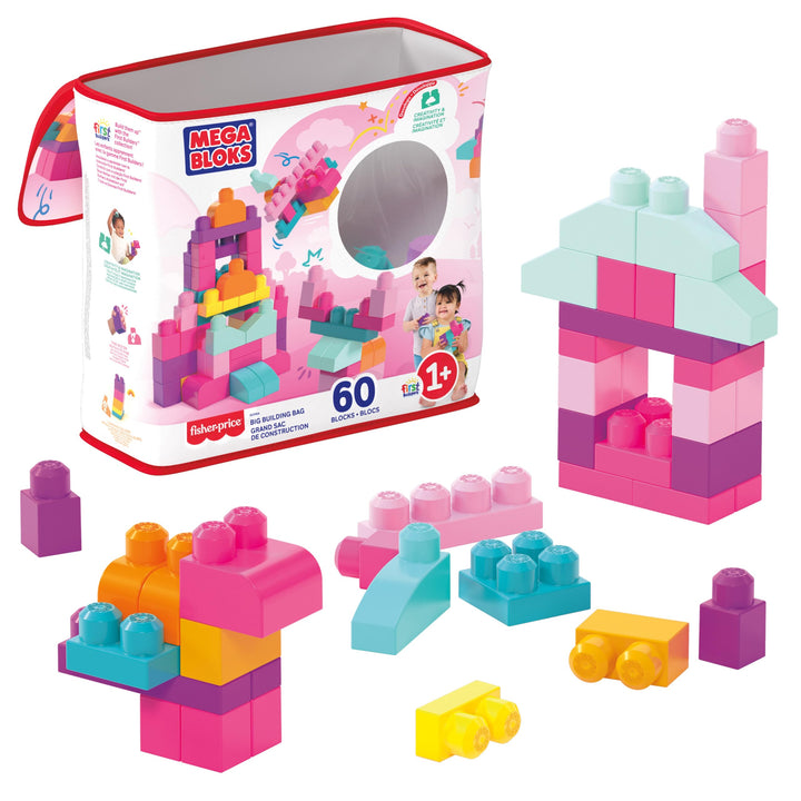 Mega Bloks 60 Piece Big Building Bag Pink