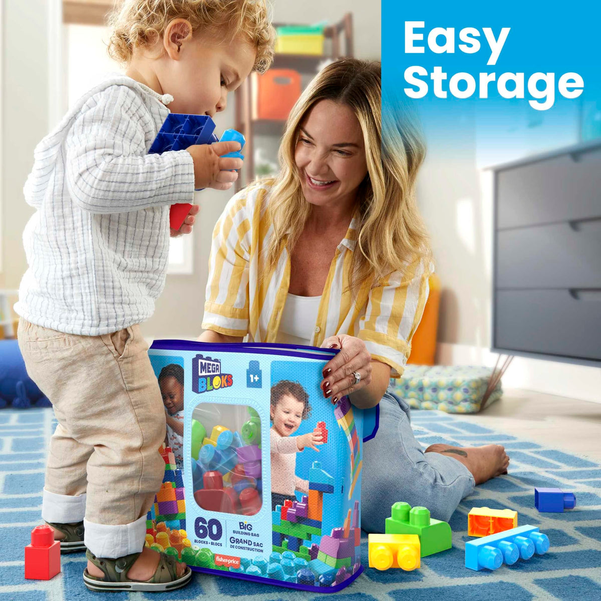 Mega Bloks 60 Piece Big Building Bag Blue