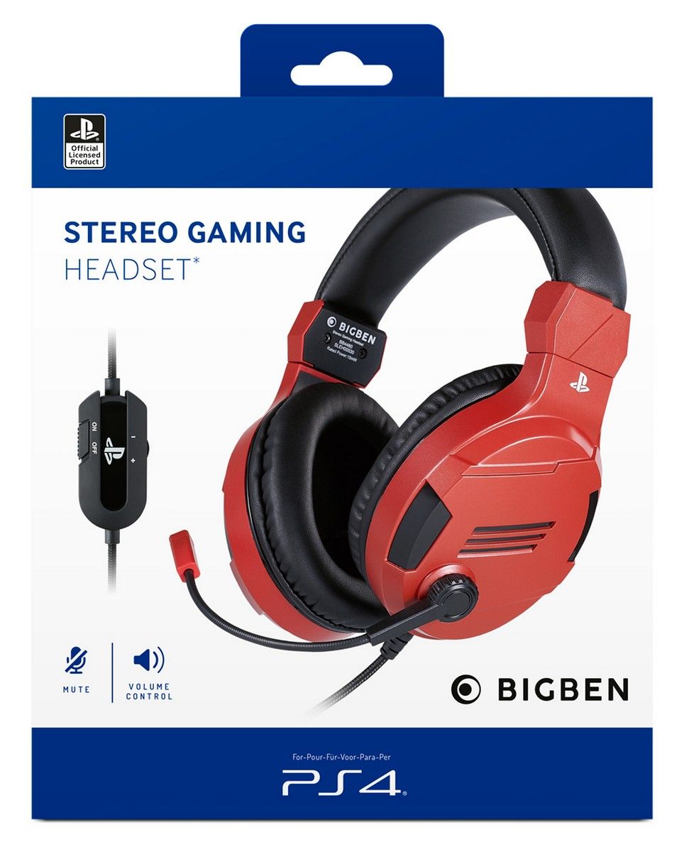 BigBen Red Stereo Gaming Headset - Playstation 4
