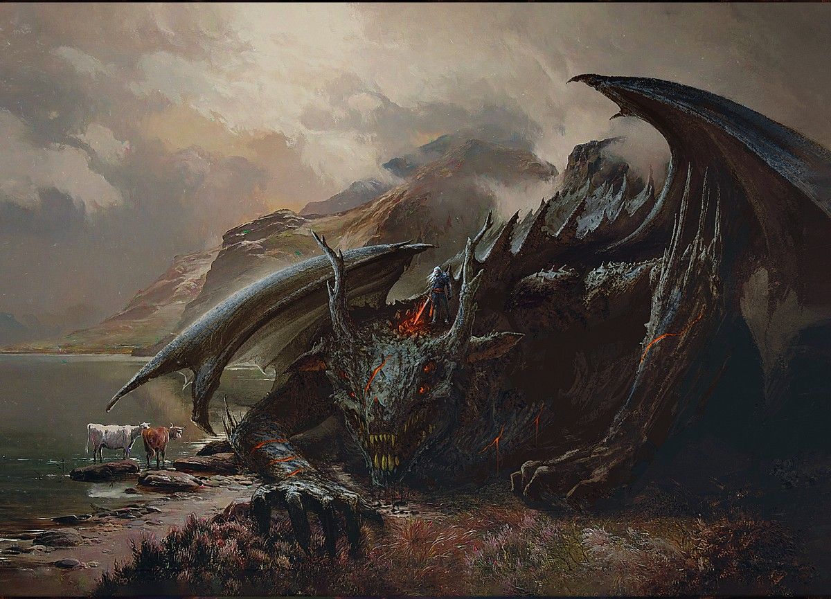 Wolf and Dragon - Postcard