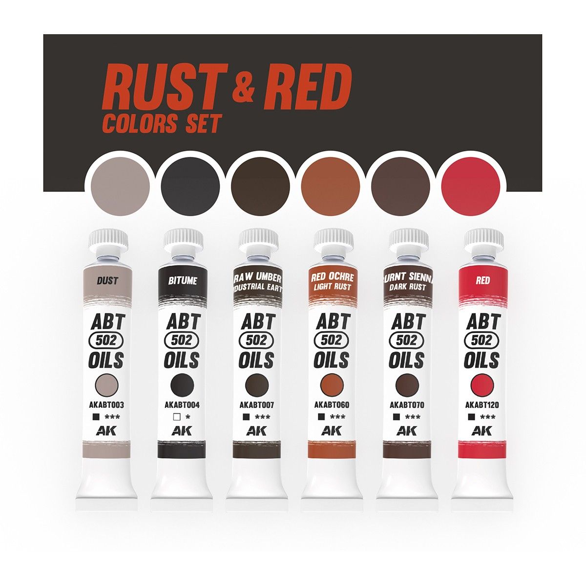 ABT 502 Oils - Rust & Red Colors Set