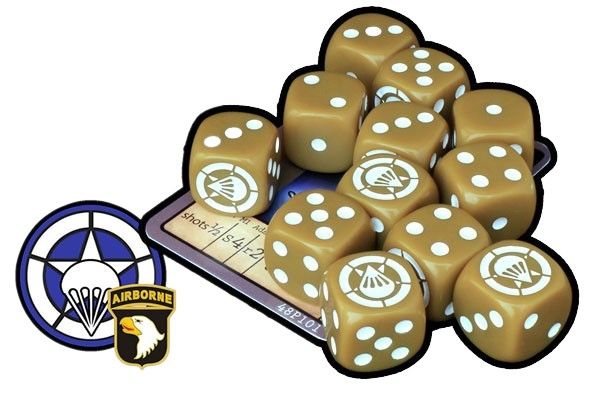 12 Custom Dice + Weapon Card Set for US Army 101st Airborne Division