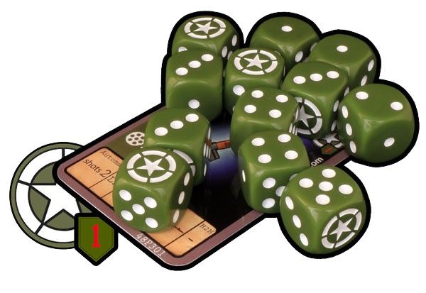 12 Custom Dice + Weapon Card Set for US Army 1st Infantry Division