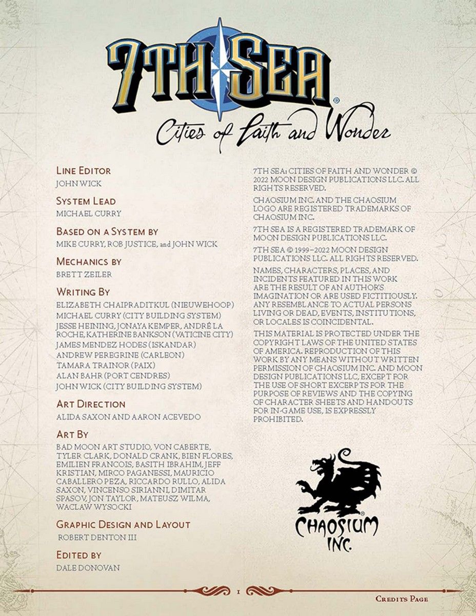 7th Sea RPG: Cities Of Faith And Wonder