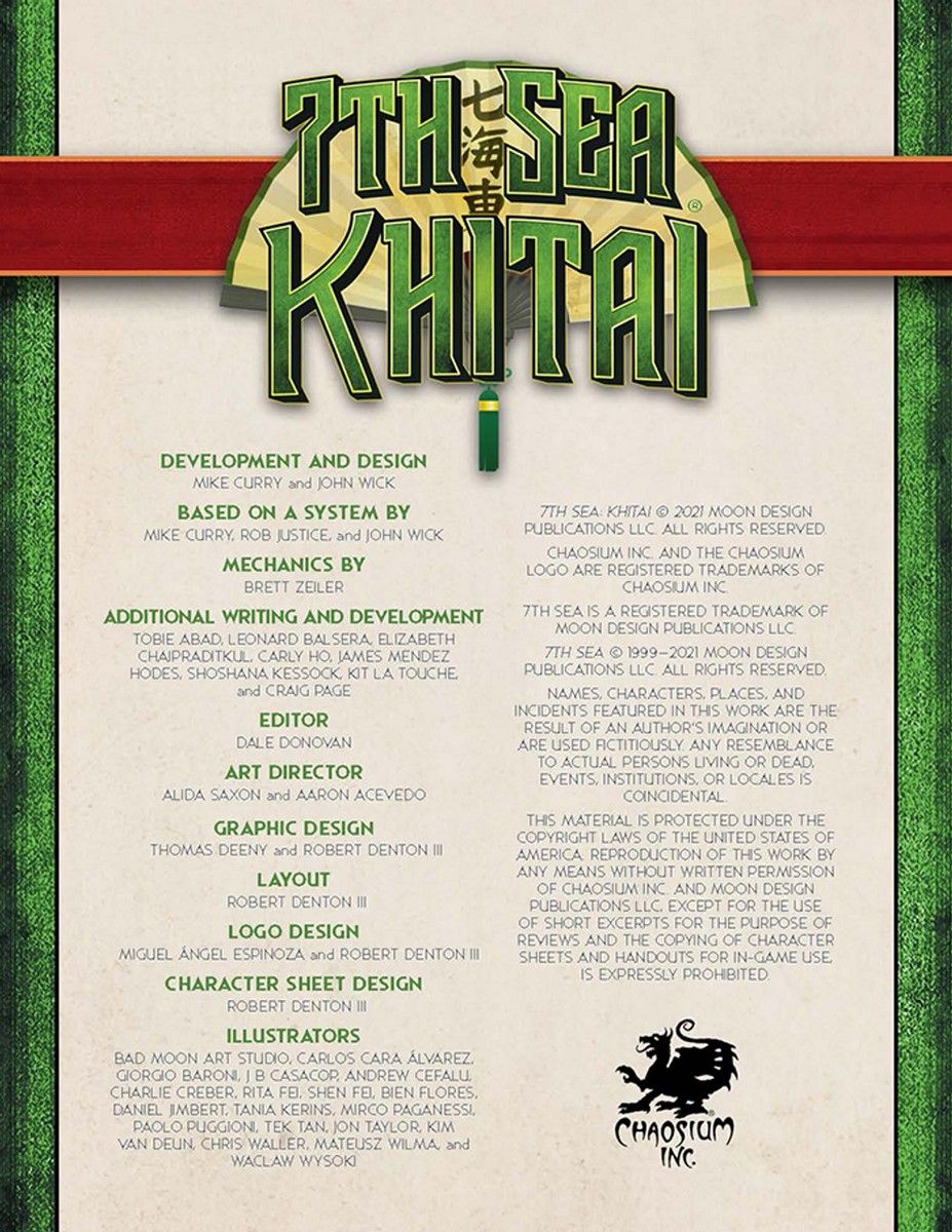 7th Sea RPG: Khitai Core Rulebook