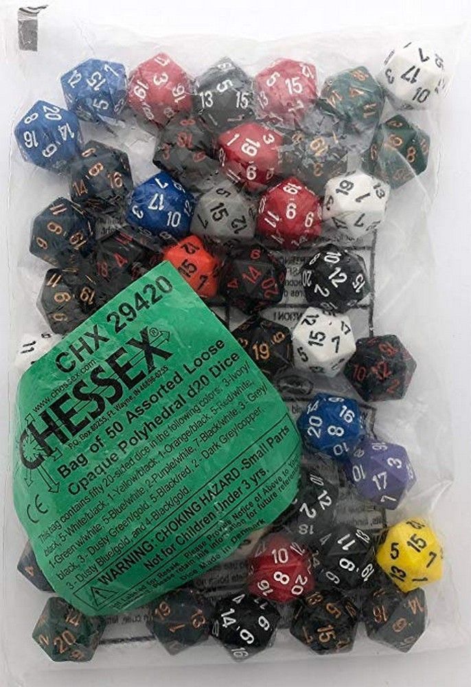 Polyhedral D20 Dice: Bag of 50 Asst: Opaque