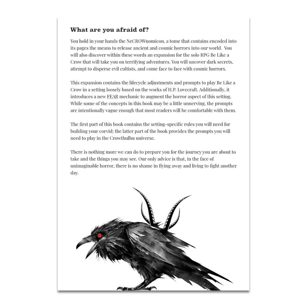Be Like A Crow Solo RPG: Crowthulhu Expansion