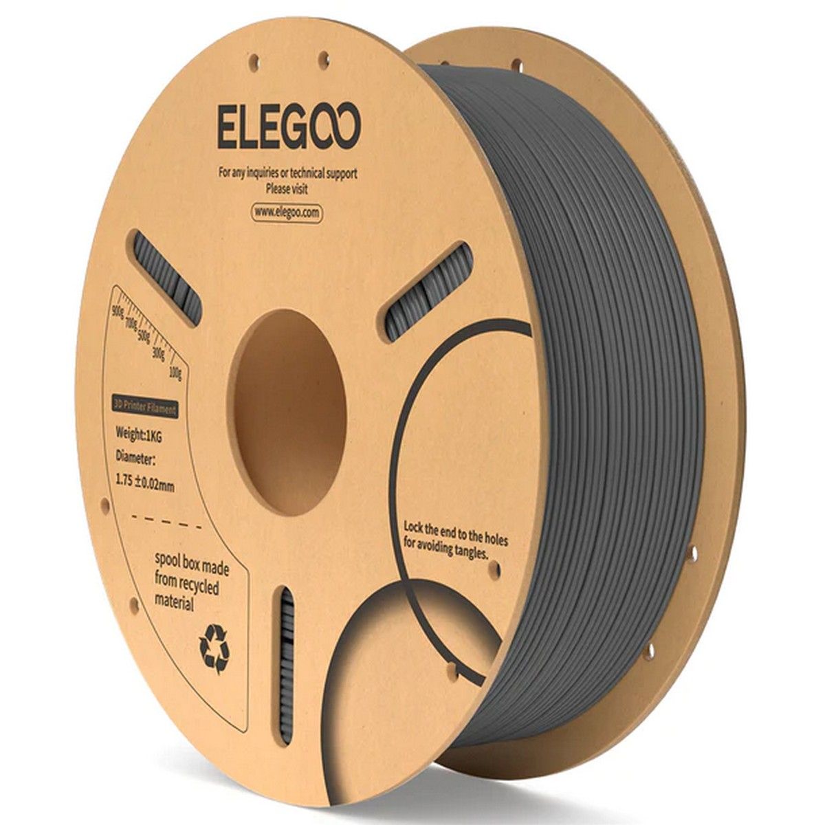 ELEGOO PLA+ Filament 175mm 1kg Spool - Space Gray