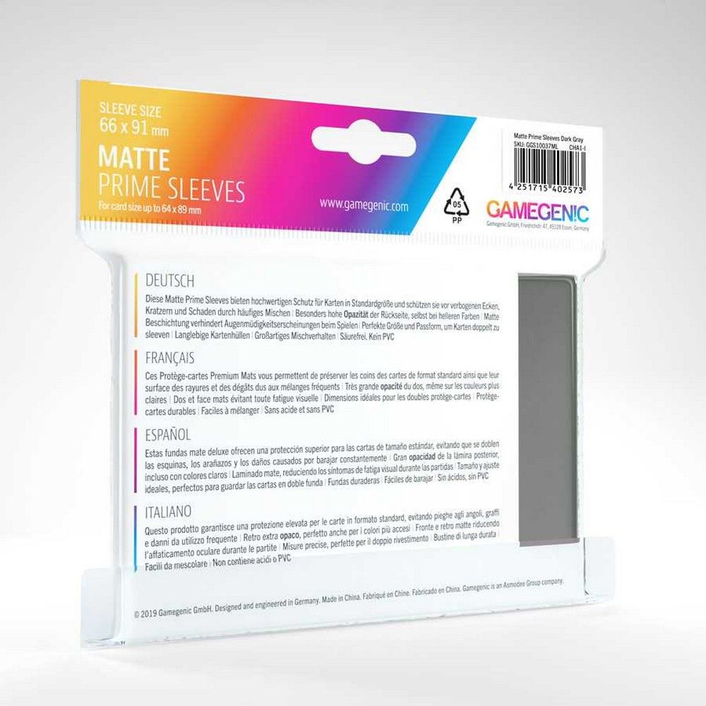 Gamegenic: Matte Prime Sleeves - Dark Gray (100)