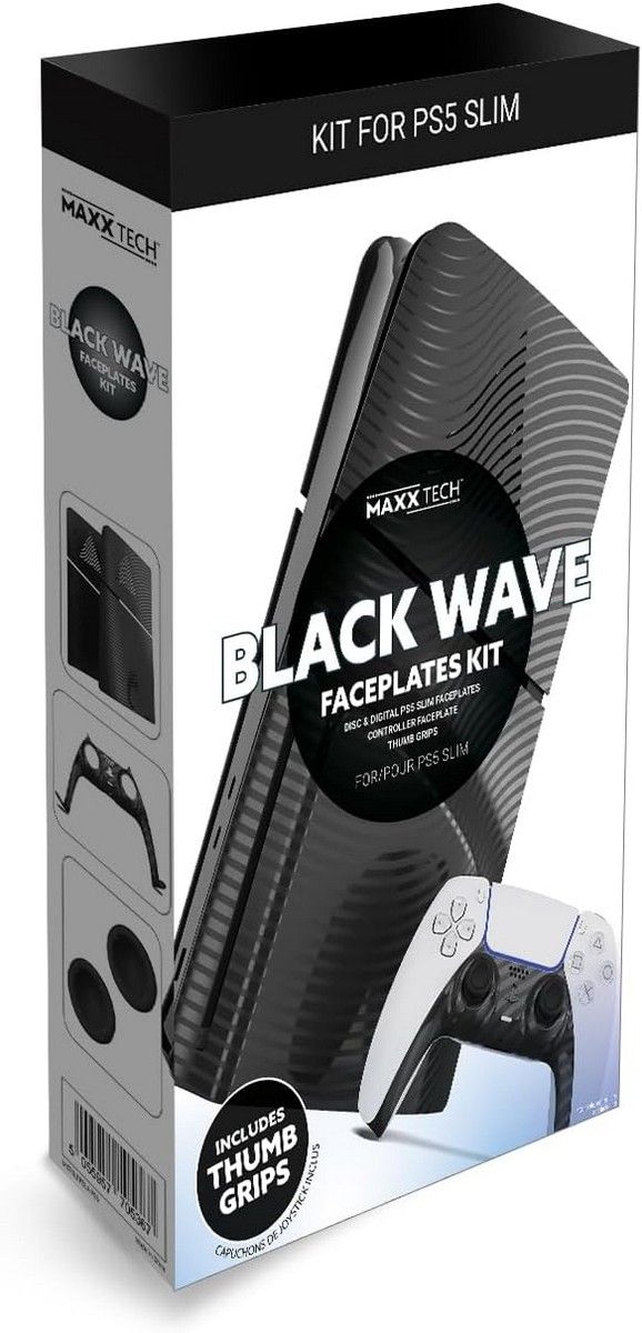 PS5 Slim Faceplates Black Wave - PS5