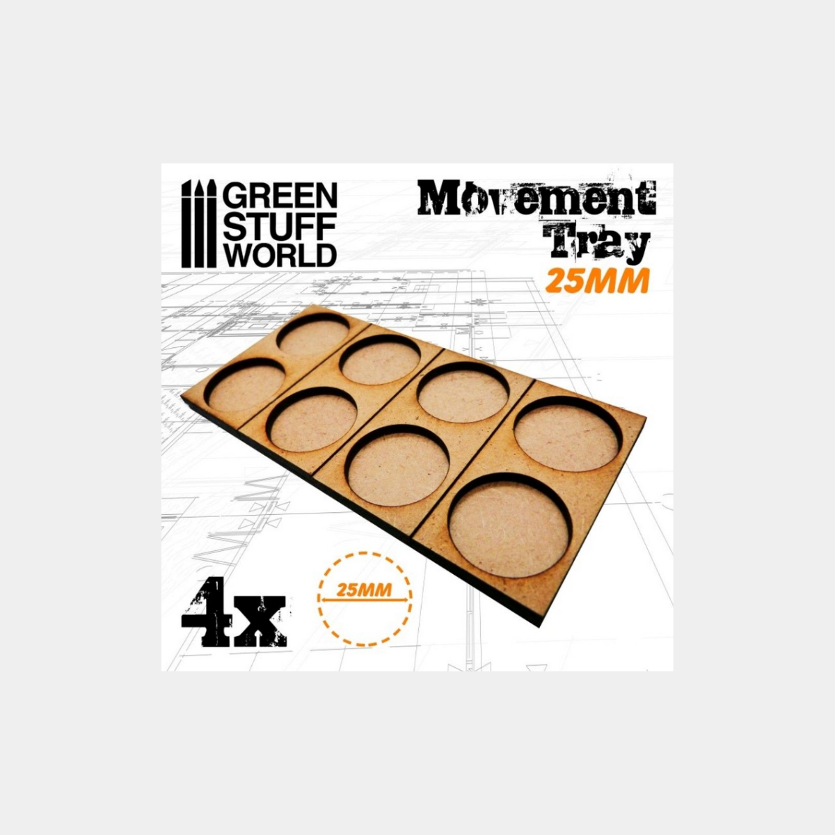 MDF Movement Trays 25mm 2x1 - Skirmish Lines