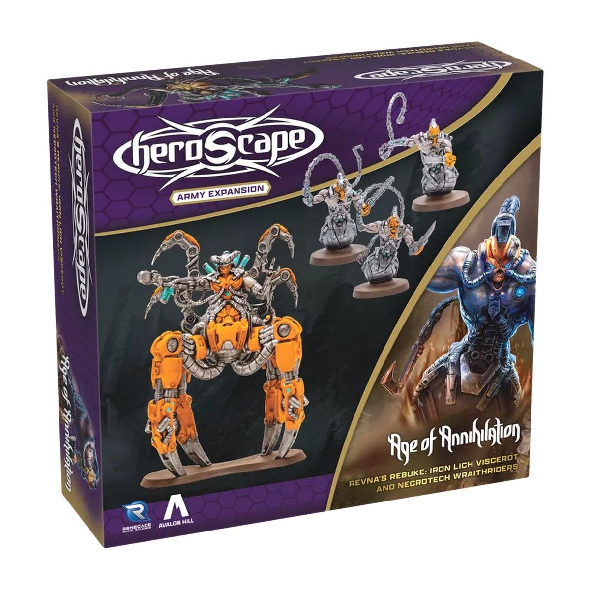 Heroscape: Revna’s Rebuke - Iron Lich Viscerot and Necrotech Wraithriders Army - Premium