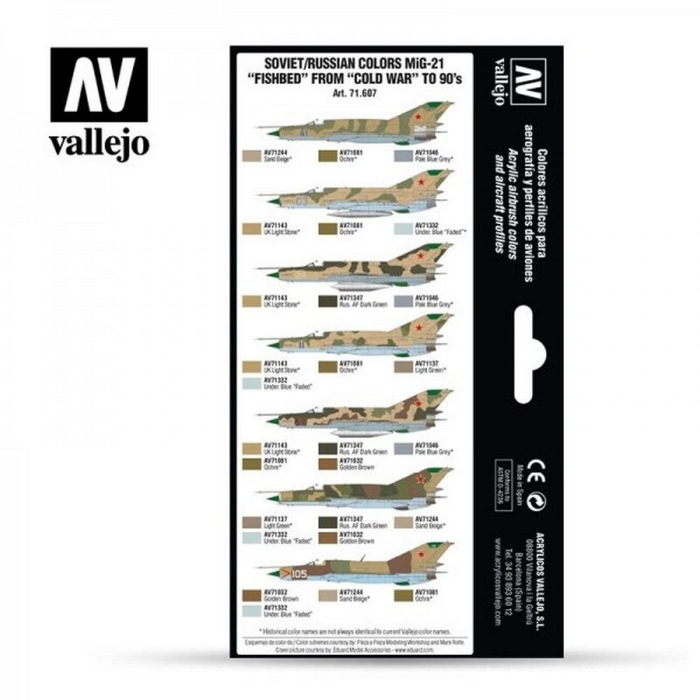AV Vallejo Model Air Set Soviet MiG-21 Fishbed 50-90s